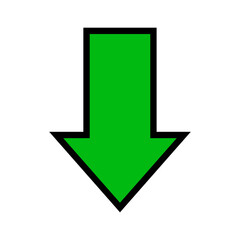 single green arrow, arrow down sign isolated on white, arrow sign for direction