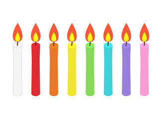 カラフルなキャンドルのセット