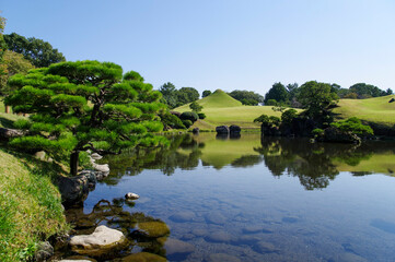 熊本にある水前寺公園の日本庭園