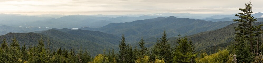 Mountain overlook view from Clingman's Dome - Panorama