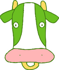 Green Cute hand-painted Holstein cow