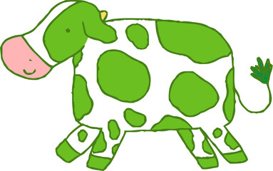 Fototapeta premium Green Cute hand-painted Holstein cow