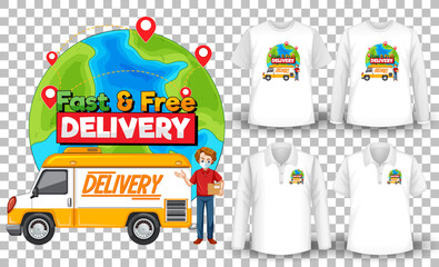 Obraz premium Set of mockup shirt with delivery theme
