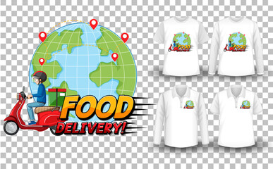 Set of mockup shirt with delivery theme