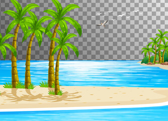 Beach nature scene with transparent background
