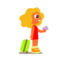 blonde to do registration, cartoon flat style isolated vector illustration. Design for stickers, logo, web and mobile app.