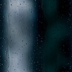 Seamless rain drop water repeat pattern on blur. High quality illustration. Realistic digital render of water droplets and drips on a blurred out pattern background. Pure water with light refraction.