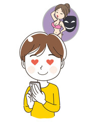 出会い系サイト・デート詐欺・スマホを持つ男性