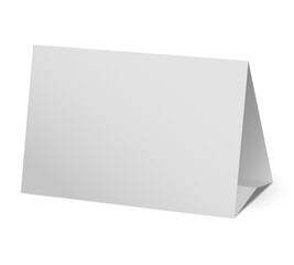 White blank paper table card isolated on white background. 3d illustration