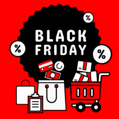 Icon style. Black friday banner promotion. Vector illustration