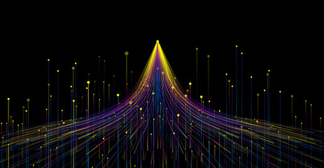 Obraz premium The luminous line that radiates upward, Internet science and technology big data background