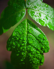 water drops on leaf