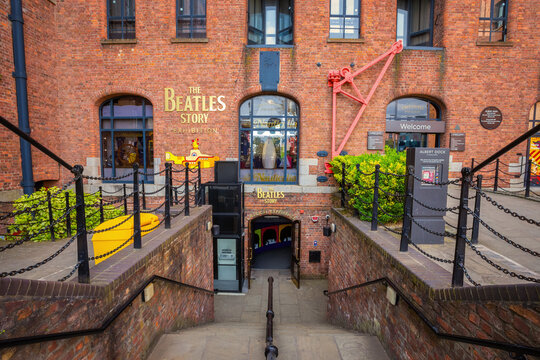 Liverpool, UK - May 17 2018: The Beatles Story located on the historical Albert Dock, opened on 1 May 1990. The museum was also recognised as one of the best tourist attractions of the UK
