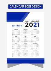 2021 wall calendar design vector template