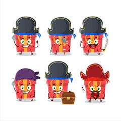 Cartoon character of red christmas gift with various pirates emoticons