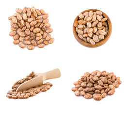 set Pinto beans an isolated on white background, top view
