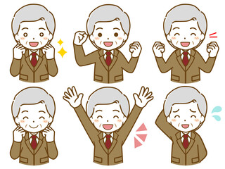 スーツを着た老年男性の楽しい表情