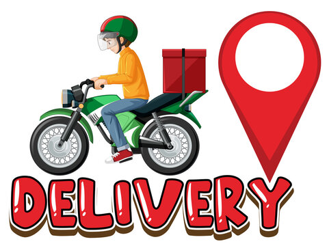 Delivery logo with bike man or courier