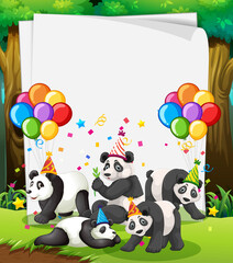 Naklejka premium Paper template with cute animals in party theme