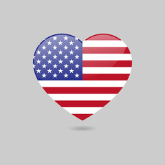 Vector Glossy American Flag Heart