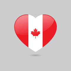 Vector Glossy Canadian Flag Heart