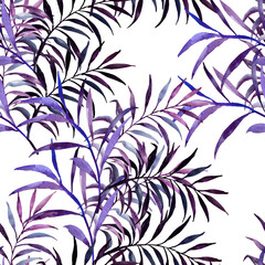 Seamless pattern of autumn tree branches.Image on white and colored background.Seamless pattern.