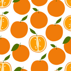 Fresh Orange,slices. Seamless Vector Pattern. 
