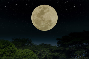 Fototapeta na wymiar Full moon on sky in the dark night.