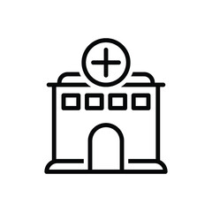 Black line icon for clinic