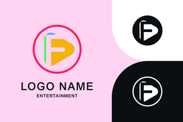 Modern Initial letter F Video Media Play icon logo concept template. Digital Technology company