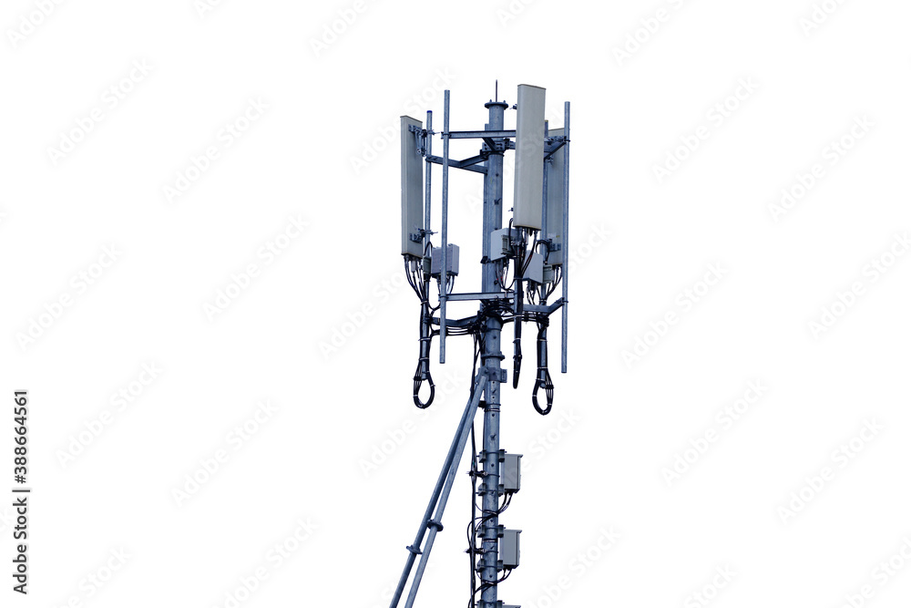 Wall mural telecommunication tower of 4g and 5g cellular. base station or base transceiver station. wireless co