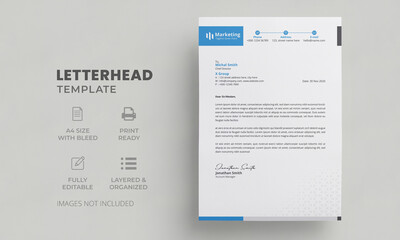 Creative Letterhead Template with Blue Elements