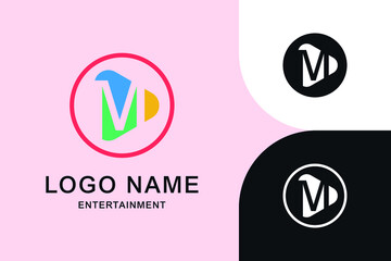 Modern Initial letter M Video Media Play icon logo concept template. Digital Technology company