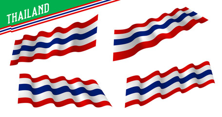 Thailand flag or trans banner with blue and pink strips vector. Thailand flag, flat and waving flag. Vector illustration. Flag wavy abstract background.