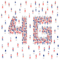 4G sign from Miniature crowd group, Internet broadband technology for social network people concept Poster or social banner design illustration on white background with copy space, vector