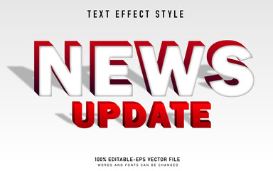 News update text effect style, 3d typhography alphabet font. 