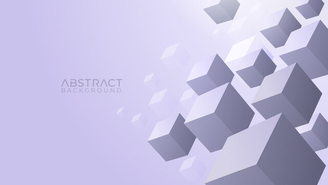 Grey background with floating cubes element. Futuristic business and technology web banner presentation template.   