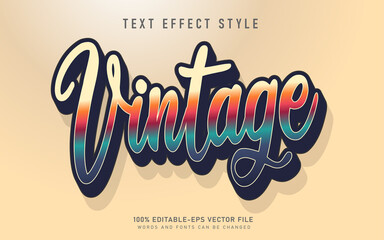 vintage text effect style or retro alphabet with gradation color and typeface art for illustration, board, banner, poster, display.