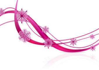 Bright purple waves and snowflakes abstract Christmas vector background