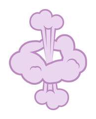 Smoke cloud explosion, dust or fog puff isolated on white