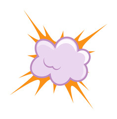 Bomb blast with smoke cloud bubble and fiery flash outbreak