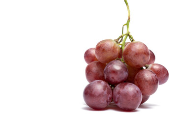 Ripe red grape. bunch of fruits isolated on white background.