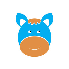 pin drawing of cute animal face cartoon color illustration design vector