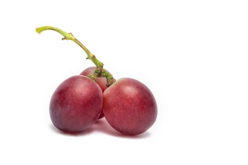 Ripe red grape. bunch of fruits isolated on white background.