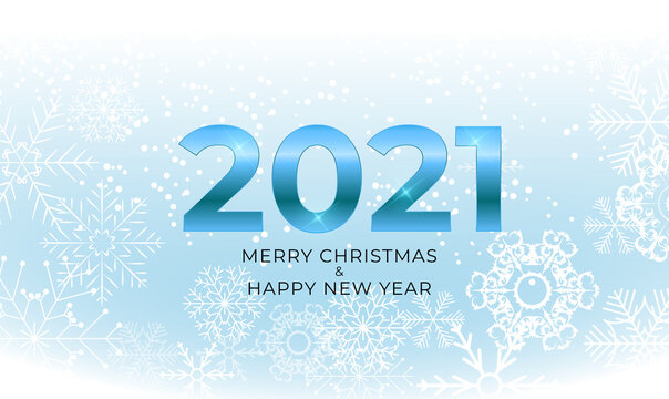 2021 New Year and Merry Christmas Background with Glossy Fireworks. Vector Illustration