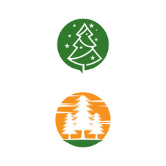 Cedar tree vector icon illustration design template