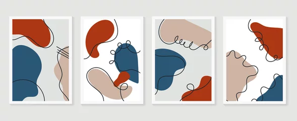 Abstrakte Wandkunst-Vektorsammlung. Erdtöne organische Form Kunstdesign für Poster, Drucke, Cover, Tapeten, minimale und natürliche Wandkunst. Vektorillustration.. © TWINS DESIGN STUDIO
