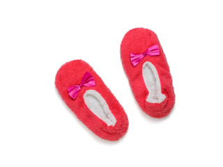 Red house Slippers isolated on a white background.