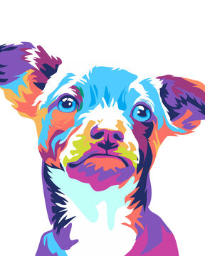 cute puppy illustration portrait with isolated white background