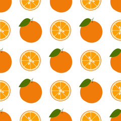 Fresh Orange,slices. Seamless Vector Pattern. 
